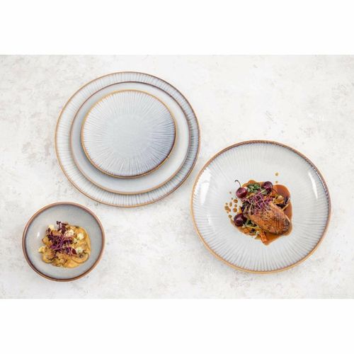 Olympia Drift Grey Embossed Coupe Low Bowls 260mm (Pack of 4) - FU197 - 7