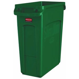 Rubbermaid Slim Jim with Venting Channels Green 60Ltr - HY011 - 1