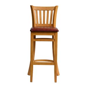 Manhattan Bar Chair in Soft Oak with Bison Bordeaux Seat - HX858 - 1
