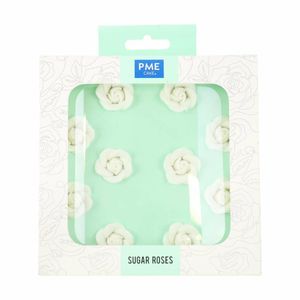 PME White Sugar Roses 25mm (Pack of 10) - HU361 - 1