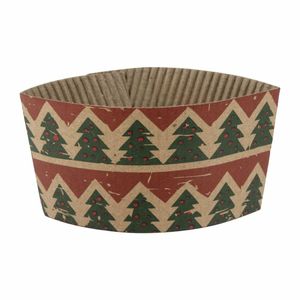 Fiesta Recyclable Christmas Cup Sleeves for 8oz Hot Cups (Pack of 100) - HX284 - 1