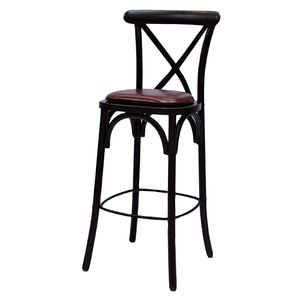Bristol Bar Chair in Dark Walnut with Bison Bordeaux Seat - HX874 - 1