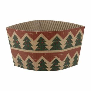 Fiesta Recyclable Christmas Cup Sleeves for 12oz Hot Cups (Pack of 100) - HX285 - 1