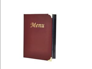 A4 Menu Holder Wine Red 8 Pages - 1
