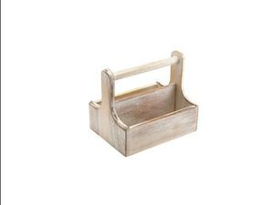 Medium White Wooden Table Caddy - 1