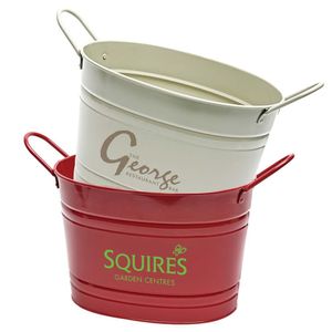 Custom Branded Galvanised Oval Metal Bucket (6.2 Litre) - 1