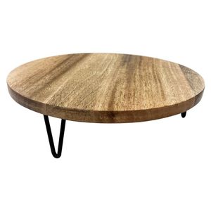 Olympia Round Display Stand Mango Wood with Metal Legs 300x80mm - HY752 - 1