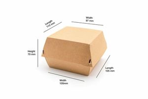 Standard Kraft Compostable Clamshell Burger Box (Case of 250) - 3