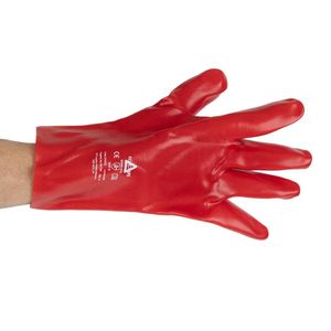 KeepSAFE PVC Coated Gauntlets Red 27cm Size 10 (12 Pack) - JE606-10 - 3