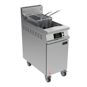 Falcon Dominator Plus G3840XP Single Pan Twin Basket Programmable Nat Gas Angel Fryer with Castors - JB729 - 1