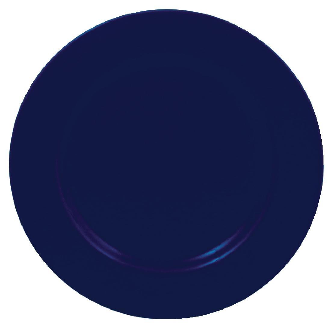 U873 - Olympia Cafe Wide Rimmed Plates Deep Blue 254mm - Case 12 - U873