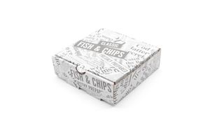 Square Corrugated Newsprint Fish and Chip Box (Full Case of 100) - GP2520069 - 3