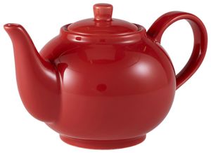 Genware Porcelain Red Teapot 45cl/ 15.75oz (Pack of 6) - 393945R - 1