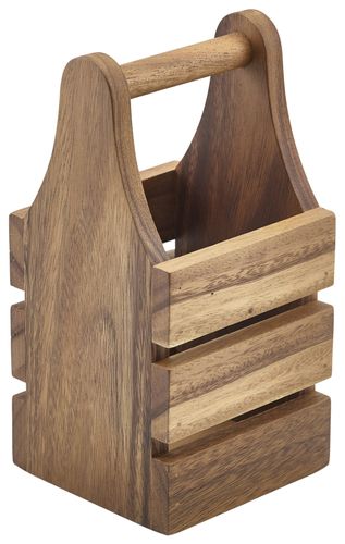 Acacia Wood Cutlery Holder 10 x 10 x 20cm - WCH10 - 2