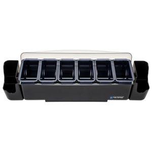 San Jamar 6-Compartment Dome Garnish Centre with Snap-On Caddies - 3