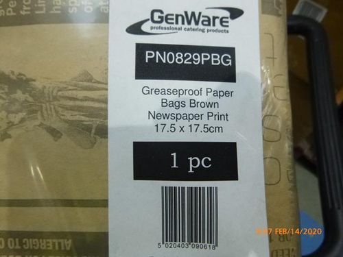 Greaseproof Paper Bags Brown Newspaper Print 17.5 x 17.5cm - PN0829PBG - 5