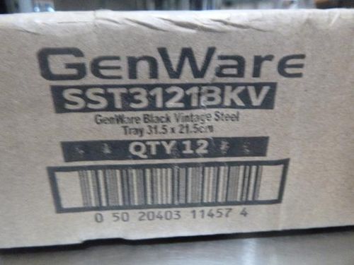 GenWare Black Vintage Steel Tray 31.5 x 21.5cm (Pack of 12) - SST3121BKV - 7