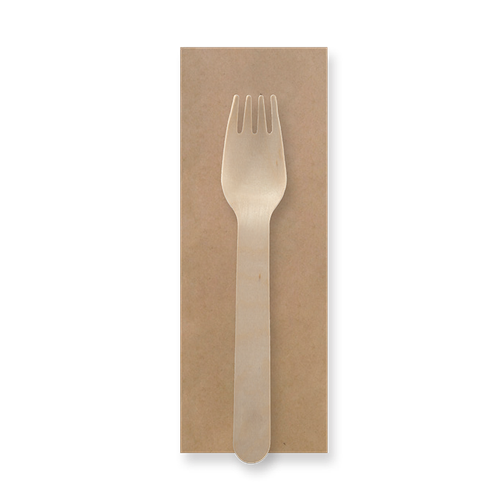 BioPak 16cm Coated Individually Wrapped Wooden Fork Packs | FSC™ Certified (Pack of 250) - HY-16F-IW-COATED - 1