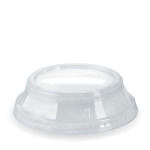 BioPak Clear PLA Raised Flat Lids To Fit 300-700ml BioCups (Pack of 1,000) - C-96D(N)-UK - 1