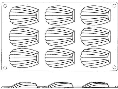 Gastroflex Mould Tray Gn 1/3 325x176 9 Madeleines 6.8x3.8cm - 10587-02 - 2
