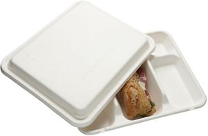 Box Of 200 (4 Packets Of 50) Cane Fibre Lids For 5-compartment Meal Tray 707646 310x250x33 Mm - 707647 - 1
