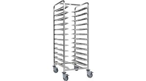 24-shelf Tray Clearing Trolley - Back To Back - Grey Slide Rails - For Cafeteria Trays - 785406 - 1