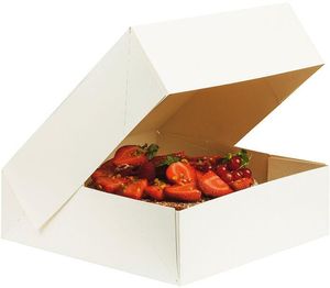 Packet Of 25 White Cardboard Savarin Cake Boxes H 100 Mm 400x400 Mm - 930529 - 1
