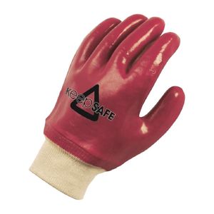 KeepSAFE PVC Fully Coated Knit Wrist Red Glove Size 10 - BA240-10 - 1
