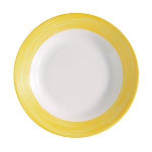 Arcoroc Brush Soup Plates Yellow 225mm (12 Pack) - JK581 - 1