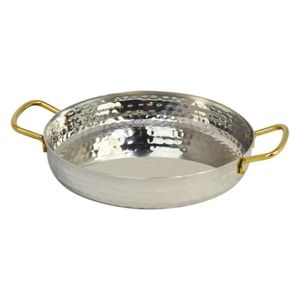 Mini Deep Pan With Handles - Ss - Hammered - Gold Handles - 18Cm - MPDH28H - 1