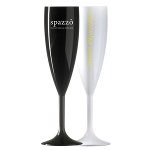 Custom Branded Reusable Plastic Champagne Flute (187ml/6.6oz) Black & White - C2229 - 3