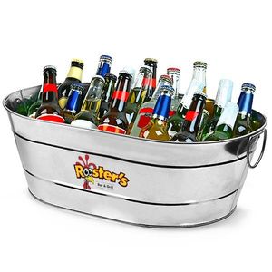 Custom Branded Galvanised Steel Oval Party Tub Bucket (24 Litre) - C5301 - 1