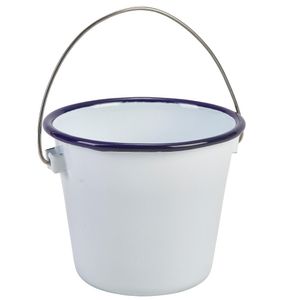 Custom Branded Enamel Bucket White with Blue Rim (0.5 Litre) - C6616 - 1