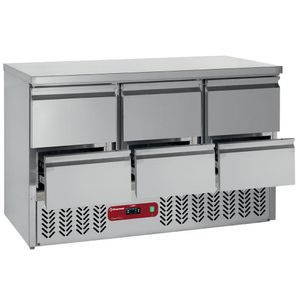 Diamond SA3/R6_3XGC1/2/R6 Stainless Steel Refrigerated Counter with 6 Drawers, 380 Litres - SA3-R6_3XGC1-2-R6 - 1