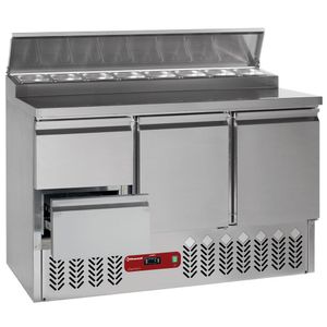 Diamond SALP3/R6_GC1/2/R6 2 Door & 2 Drawer Refrigerated Saladette Counter with Lid, 8 x 1/6 GN - SALP3-R6_GC1-2-R6 - 1