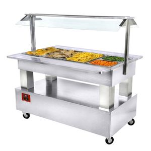 Diamond BBM/4N-A1 White Wood Warming Bain Marie Salad Bar, 4 x 1/1 GN - BBM-4N-A1 - 1