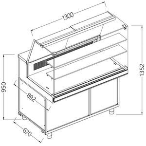 Diamond CFA13XR Static Hot & Cold Patisserie Deli Display Counter, 1300mm - CFA13XR - 1