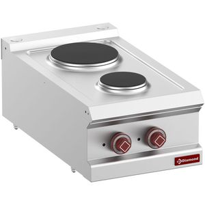 Diamond E7/2P4T-N 2 Rounded Hobs Countertop Electric Range Cooker, 4.1kW - E7-2P4T-N - 1