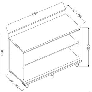 Diamond NL15X/5 Neutral Rear Cabinet, With Backsplash - NL15X-5 - 1