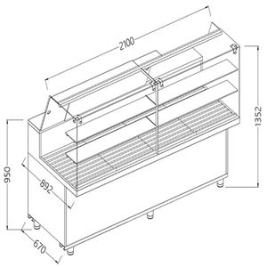 Diamond VPA21X Bread Snack High Glass Display Counter, 2100mm - VPA21X - 1