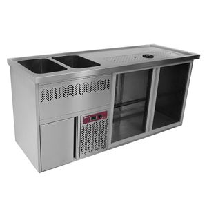 Diamond KBR-22G Bar Counter with 2 Compartments, Draining Board and Left Side Sink - KBR-22G - 1