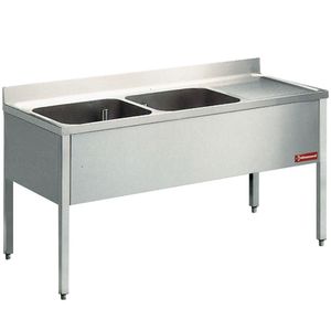 Diamond L1620D-KD-D 2 Tanks Sink w/ Right Draining Board - L1620D-KD-D - 1