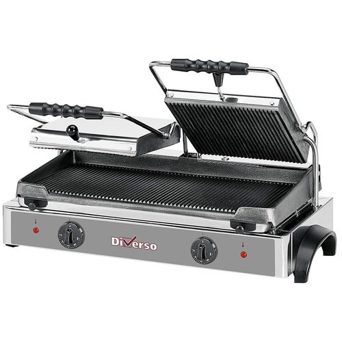 Diverso WR-GR82-62 Electric panini grill DOUBLE, ribbed plates - WR-GR82-62 - 1