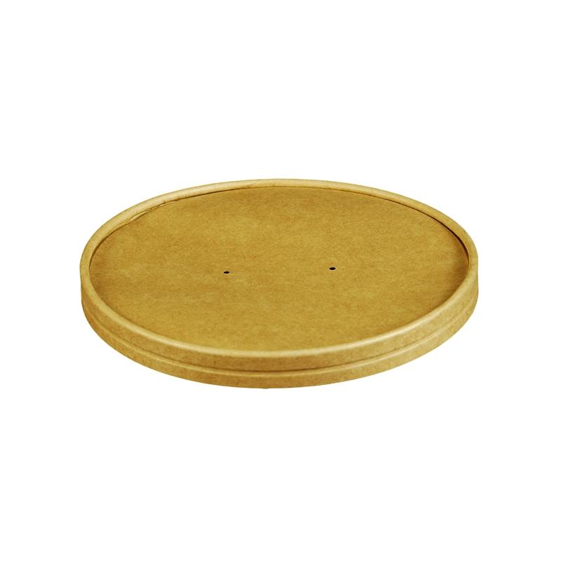 KPLASLID1300 - Enviroware Kraft PLA Lined Board Lid with Vent Holes for 1300ml Containers - Case 300 - KPLASLID1300