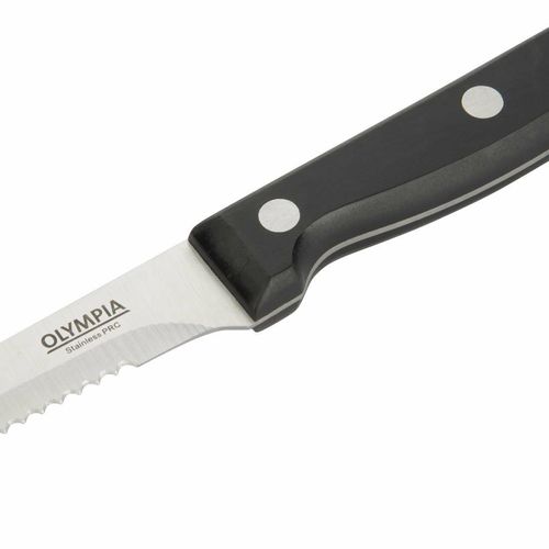Olympia Serrated Steak Knives Black Handle (Pack of 12) - C134 - 4