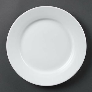 Olympia Whiteware Wide Rimmed Plates 250mm (Pack of 12) - CB481 - 1