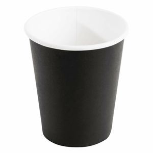 Fiesta Recyclable Coffee Cups Single Wall Black 225ml / 8oz (Pack of 1000) - GF040 - 1