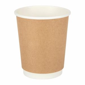 Fiesta Recyclable Coffee Cups Double Wall Kraft 225ml / 8oz (Pack of 25) - GP436 - 1
