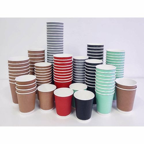 Fiesta Recyclable Coffee Cups Ripple Wall Kraft 225ml / 8oz (Pack of 25) - GP443 - 2