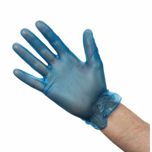 Vogue Powdered Vinyl Gloves Blue Extra Large (Pack of 100) - CB254-XL - 1